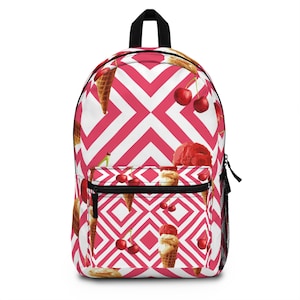 Chic Ice Cream Backpack, Trendy School Backpack, Cute Daily Use Bag, Perfect for Summer Outings, Fun Ice Cream Print