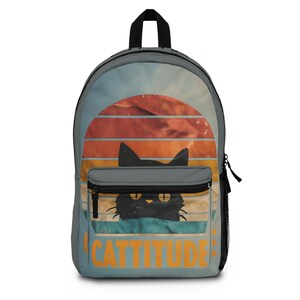 Personalized Cattitude Backpack - Fun Cat Lover&#39;s Bag, Cute School Backpack, Perfect Gift for Cat Owners, Trendy Cat Backpack