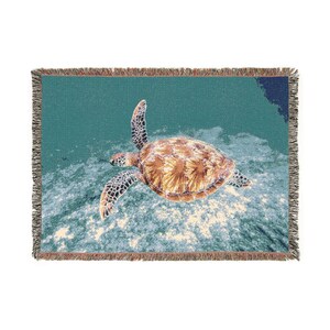 Cobertor aconchegante de tecido com tartaruga nadando, manta colorida com estampa da natureza, vida marinha, decoração para casa, presente para amantes da natureza, amantes de animais, tema oceano