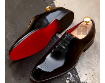 Luxury Red Bottom Black Calf Leather Oxford Shoes, Wedding Shoes for men's