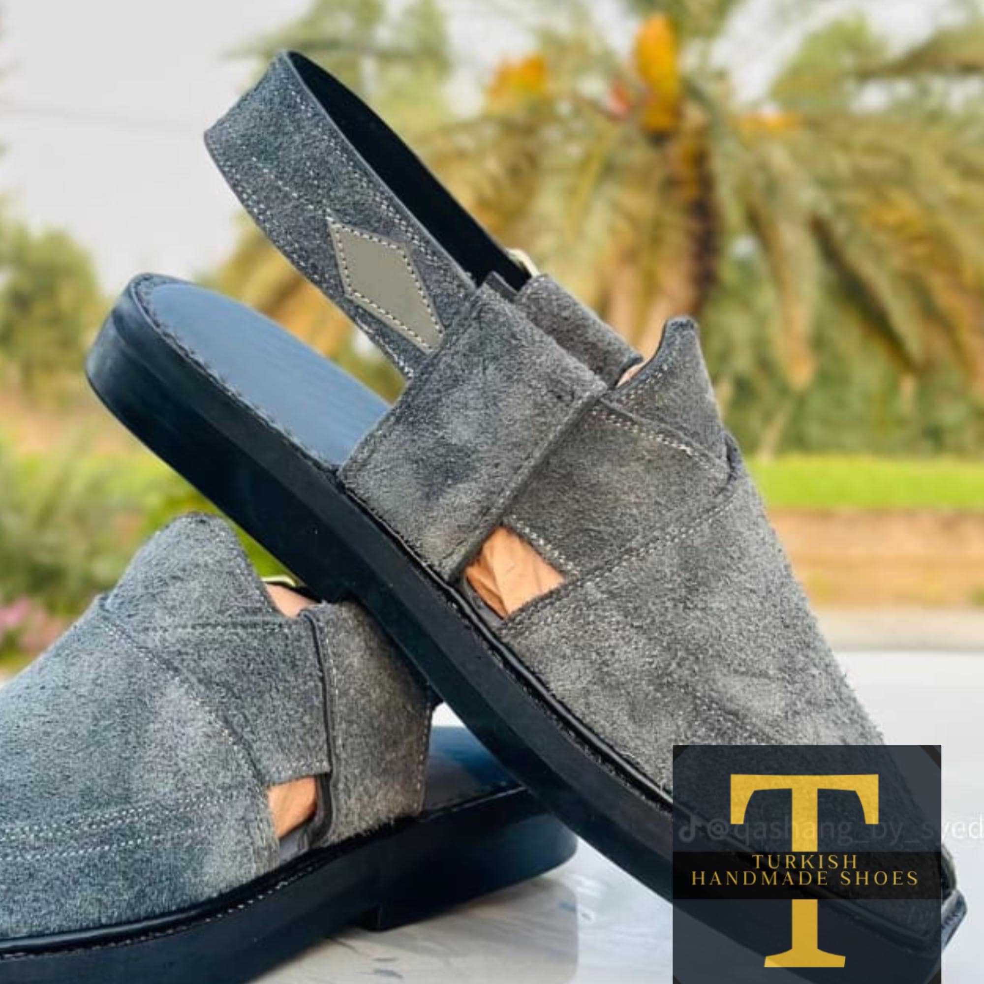 Handmade Gray Suede Peshawari Chappal – Men