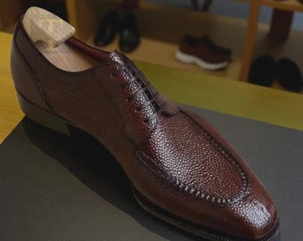 Zapatos Derby de lujo de piel granulada con construcción Goodyear Welted, gastos de envío.