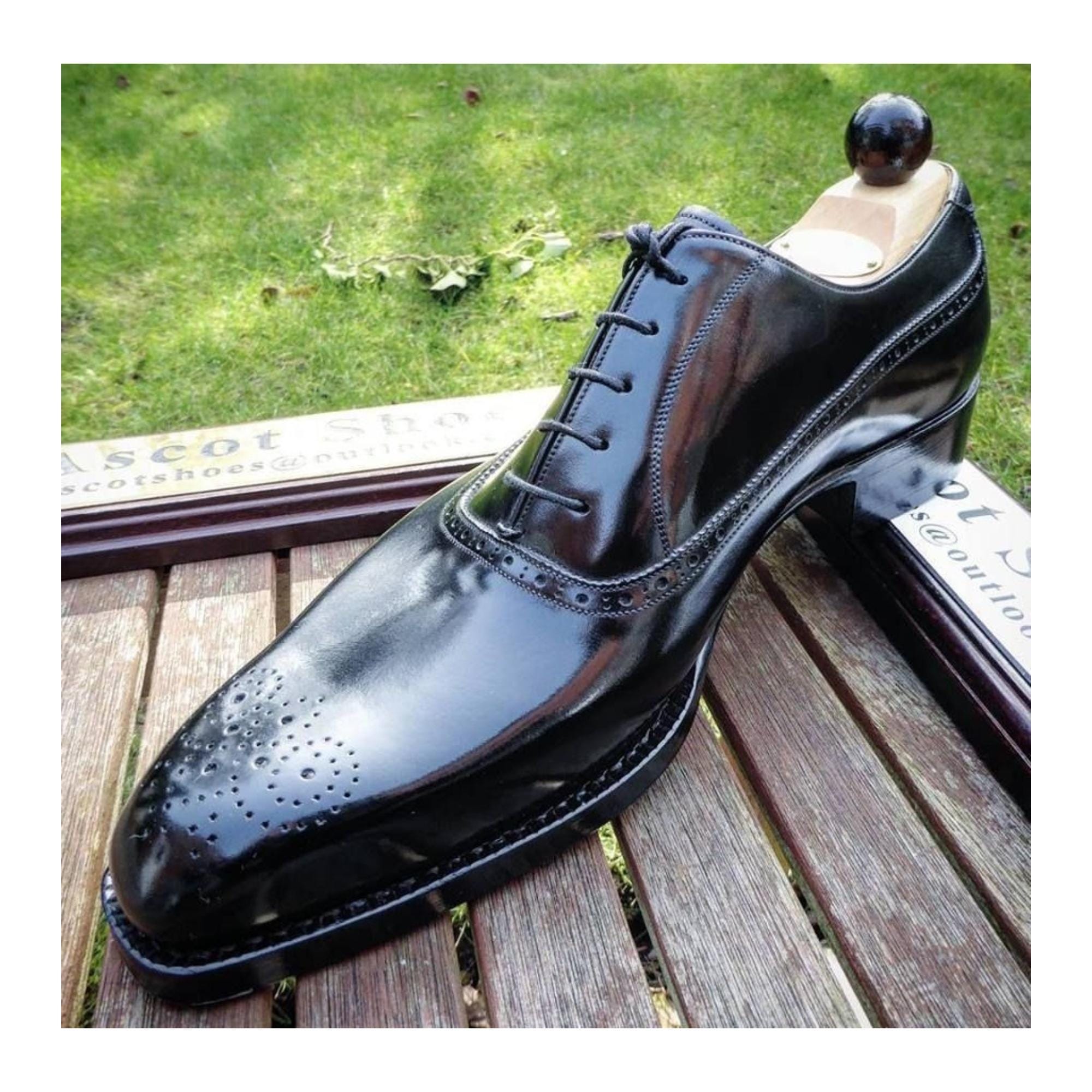 Bespoke Handmade Black Leather Oxford Shoes, Goodyear Welted Lace up ...