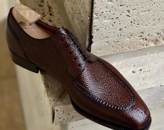 Handmade Goodyear Welted Grain Leather Dress Shoes, Custom Design Derby Shoes