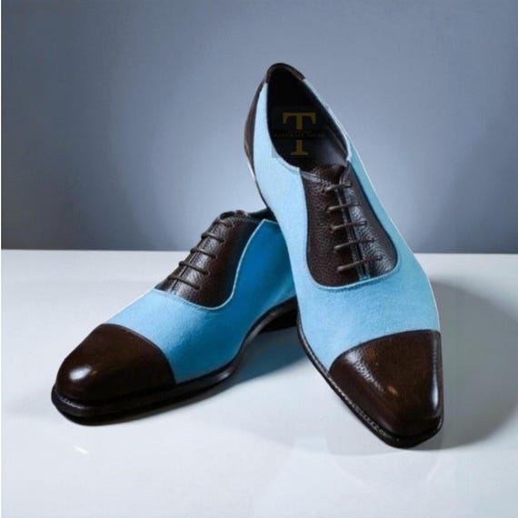 Bespoke Two Tone Leather and Suede Shoes, Oxford Cap toe spectator Shoe