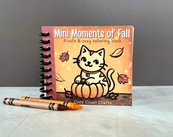 Mini Fall-Themed Coloring Book: Pocket-Sized Stress Relief (4" x 4.5")