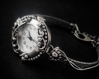 Women's wrapped watch, ladies' sterling watch. Sterling silver wrapped watch.