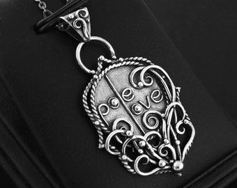 Pole Dance, Pole Fitness, pole love - sterling silver, silver solder pendant, fantasy, metalwork, fairy, filigree, inscription necklace