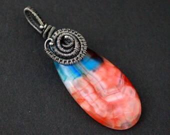 Wire Wrapped Agate Pendant: Fine & Sterling Silver Boho Talisman