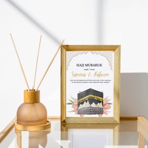 Cartão personalizado para Hajj Mubarak | Presente digital para Hajj islâmico | Design da Caaba | Dua de viagem muçulmano | Saudação para Hajj para impressão