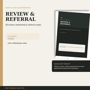 Salon Review & Referral Message Templates PDF - 20 Client Growth Scripts