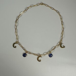 Gold Crescent Moon Charm Necklace