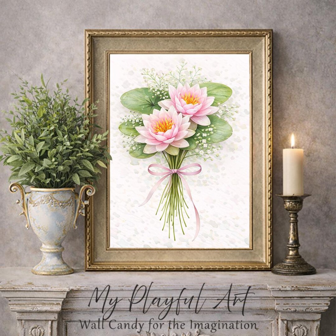 July Birth Flower Waterlily Digital Download Art Water Lily Botanical ...