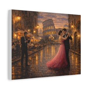 Rome Wall Art: Romantic Couple Dance - Evening Streetlight Scene image 6