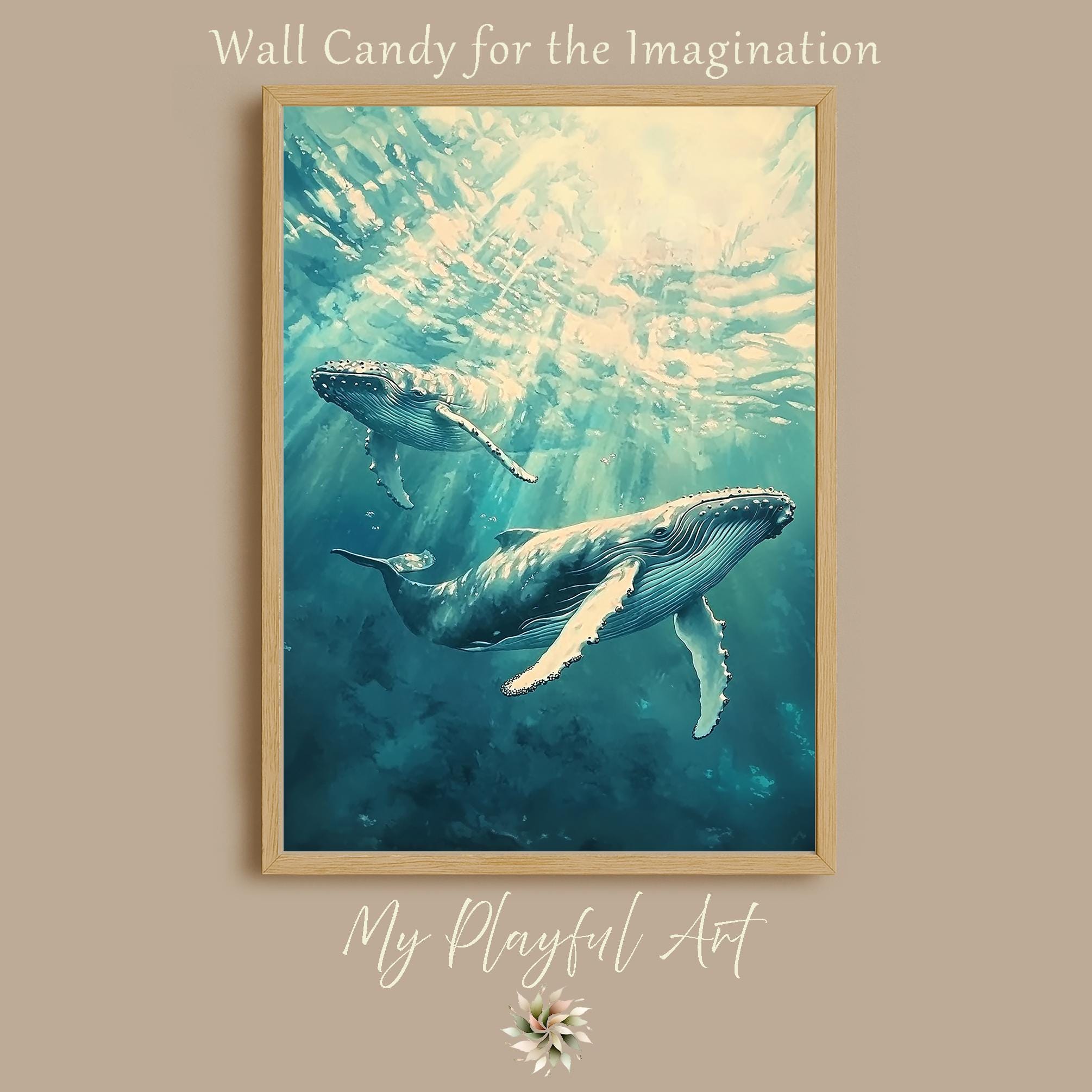 Humpback Whale Wall Art Ocean Print Coastal Decor Printable Digital ...
