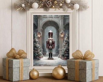 Nutcracker Christmas Print: Traditional Holiday Art (Digital Download)