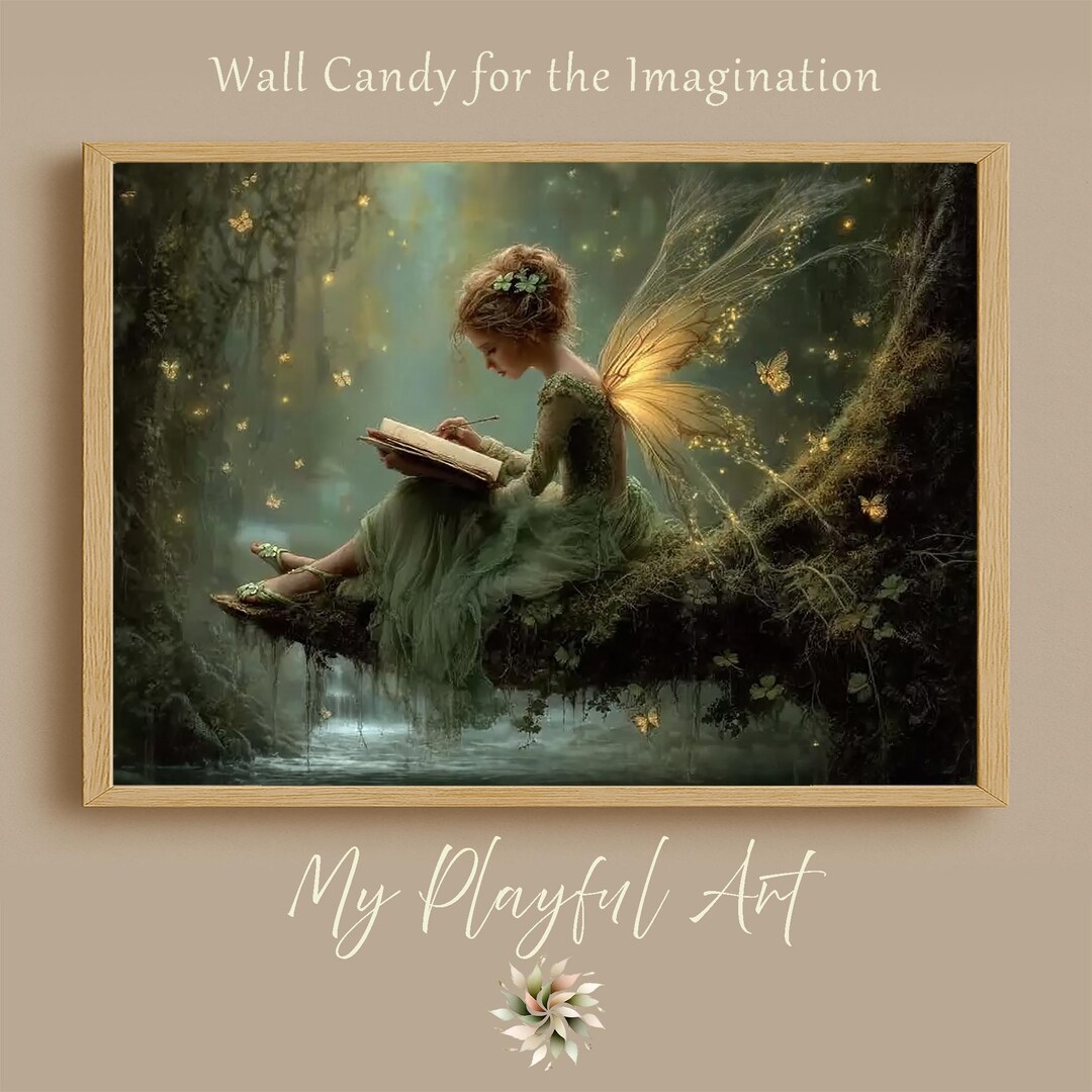 Enchanted Forest Fairy Wall Art - Reading Book, Magical Glow - Etsy