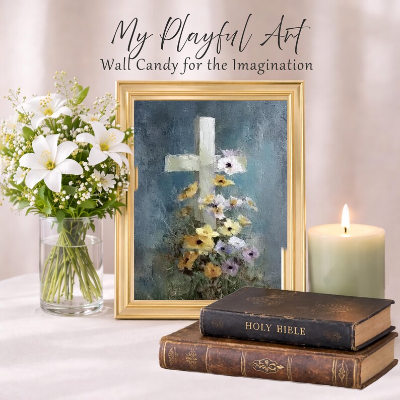 Christian Cross Wall Art: Easter Floral Faith Print (digital Download ...