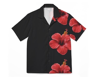 Tropical Hibiscus Hawaiian Shirt: Men's Summer Camp Shirt