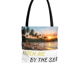 Beach Sunset Tote Bag – Tropical Palm Trees, Coastal Scene, Catch Me By The Sea