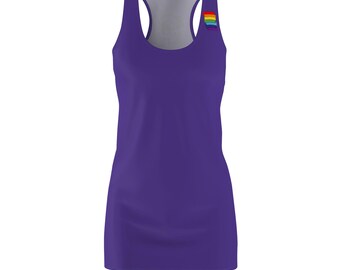Purple Racerback Dress  Rainbow Shoulder Stripe & Monogram
