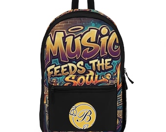 Music Feeds the Soul Backpack Graffiti Music Quote School Bag