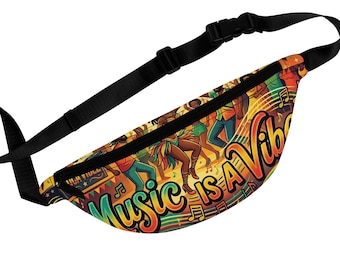 Music Is a Vibe Fanny Pack  Colorful Festival Waist Bag