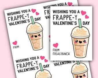 Valentinstag Geschenkanhänger, Kaffee Geschenkanhänger, Frappe Valentinstag, Kaffee Valentinstag Karte, Cappuccino Frappe Latte Mokka Geschenkanhänger zum Ausdrucken