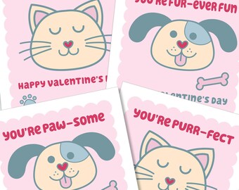 Chiot mignon, Saint-Valentin, chaton, carte de Saint-Valentin imprimable, Saint-Valentin pour la salle de classe, fête pour enfants, Saint-Valentin animal