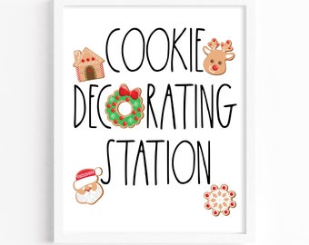 Cookie Decorating Sign, Christmas Cookie Party Decor, Printable Signs, 8x10, Cookie Party Sign, Holiday Cookie Sign, Cookie Station
