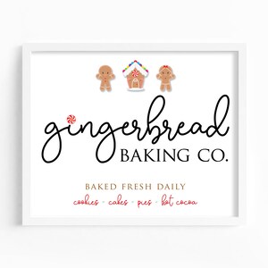 Gingerbread Baking Co Sign, Holiday Kitchen Gifts, Printable Bakery Sign, Christmas Kitchen Wall Art, Christmas Kitchen Baking Sign