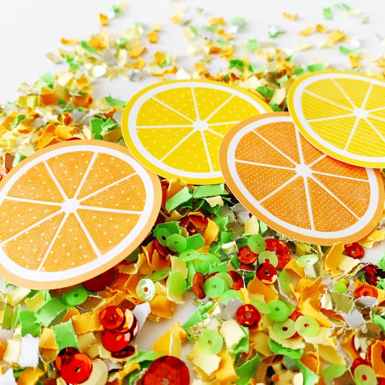 Citrus Party Decorations Fruit Confetti Orange Lemon Yellow Etsy