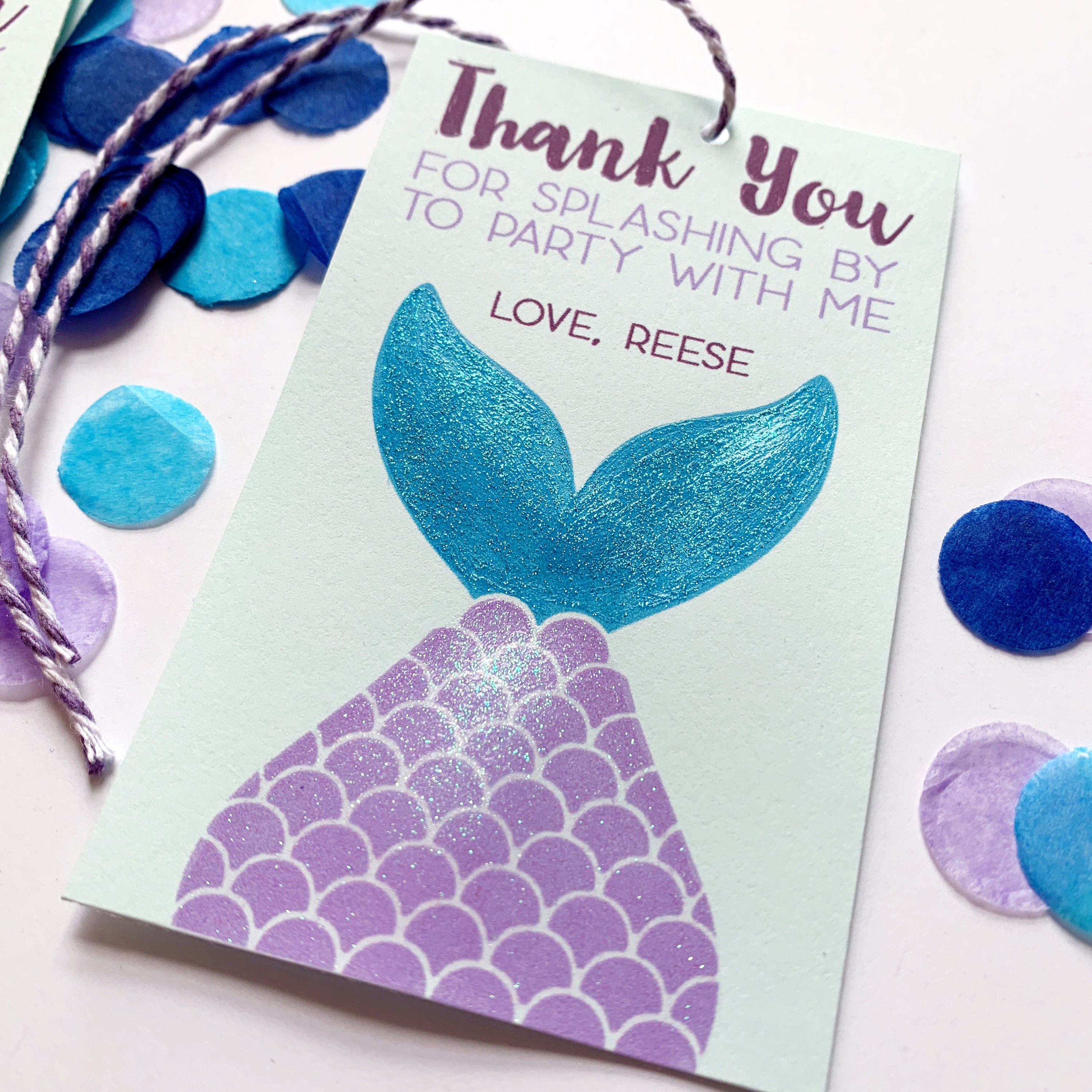 Personalized Mermaid Party Favor Tags Mermaid Birthday Gift Etsy