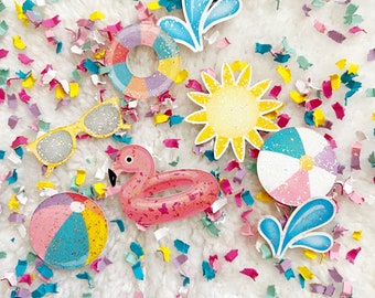 Pool Party Confetti: Glittered Cutouts, Summer Birthday Decor