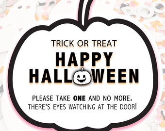 Trick or Treat Sign Printable, Please Take a Treat Sign, Halloween Candy Bowl Sign, Happy Halloween Sign, Instant Download