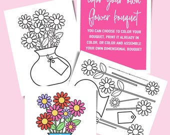 Make a Flower Bouquet for Mother’s Day | Paper Florals Printable | Gift Idea for Moms | Classroom Spring Craft | Flowers in Vase to Color