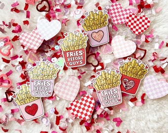 Fries Before Guys, Valentines Day Confetti, Galentines Day Party, Valentine Birthday Decor, French Fry Party Decorations, Checkered Hearts