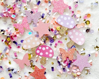 Confettis pastel de jardin de fées, baby shower de jardin de fées, décoration de fête d'anniversaire de fée, confettis de fées, décoration forêt enchantée