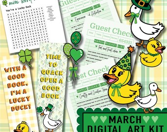 Éphémères imprimables pour la Saint-Patrick : journalisation fantaisiste de produits indésirables de Lucky Duck (téléchargement numérique)