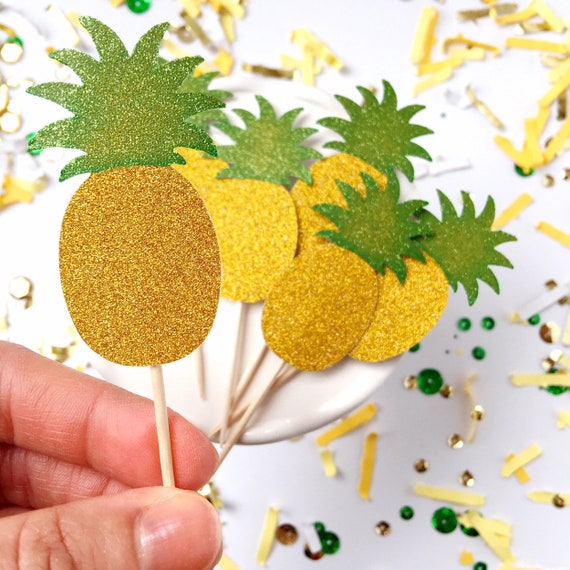 Pineapple Party Decorations Glitter Pineapple Cupcake | Etsy