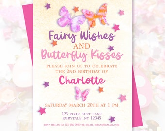 Fairy Garden Birthday Invitation, Fairy Garden Baby Shower Invitation, Butterfly Birthday Invitation, Printable File, Girl Butterfly Party