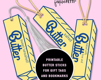 Signets imprimables en bâton de beurre/étiquettes cadeaux : thème de la pâtisserie bricolage (fichier PNG, usage commercial)