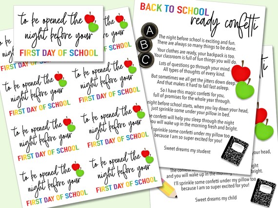 Back To School Ready Confetti Printable First Day Of School Ready 