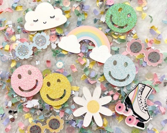 Groovy Party Supplies, Hippie Retro Party, Pastel Rainbow Party Decorations, 70s Theme Confetti, Retro Rainbow, Groovy Birthday Confetti