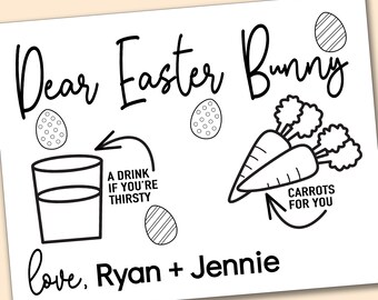 Easter Placemat, Personalized, Printable Easter Bunny Plate, Dear Easter Bunny, Carrots for Easter Bunny, Carrots and Drink for Easter Bunny