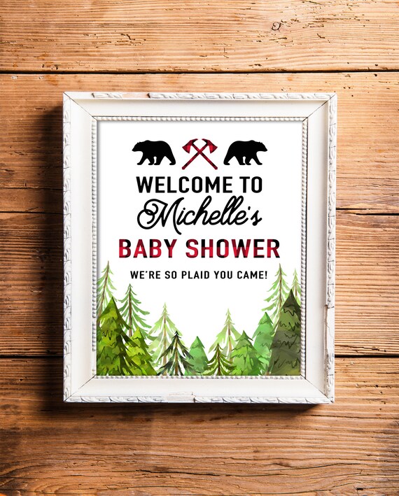 Printable Lumberjack Baby Shower Sign Personalized Welcome Sign