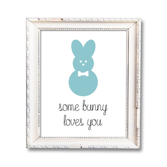 Some Bunny Loves You, Baby Boy Room Decor, Nursery Wall Art, Bunny Rabbit Print, Blue Bunny with Bowtie, Printable Digital Download Il_570xn