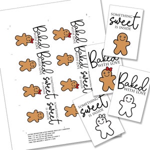 Gingerbread Gift Tags, Christmas Favor Tags, Printable Gingerbread Party Tags, Printable Christmas Tags, Gingerbread Baked Goods