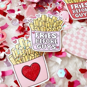 Fries Before Guys, Valentines Day Confetti, Galentines Day Party, Valentine Birthday Decor, French Fry Party Decorations, Checkered Hearts image 6
