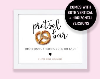 Pretzel Bar Sign, Printable Wedding Sign, Thanks Helping Us Tie The Knot, Pretzel Station Sign, Printable Signs for Weddings, Soft Pretzels